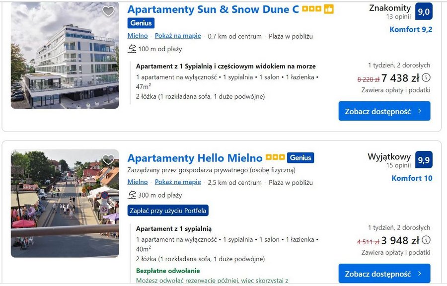 Ile kosztuje wynajęcie apartamentu nad morzem w Mielnie na wakacje?